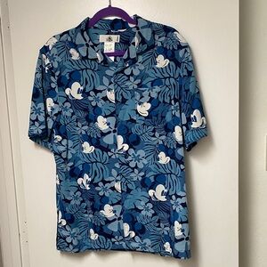 Men’s Disney Polynesian Hawaiian Tiki Mickey Mouse Button up size Small